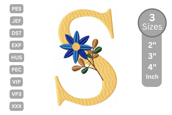 Botanical Flower Letter S