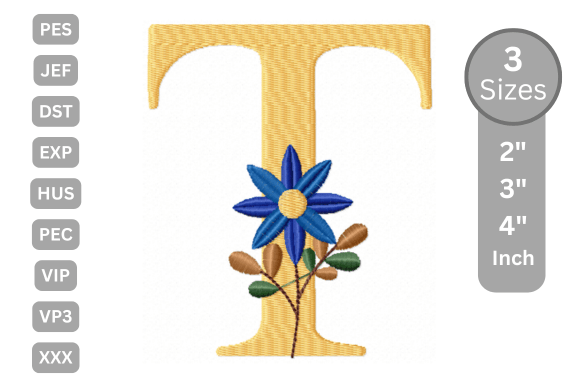 Botanical Flower Letter - T