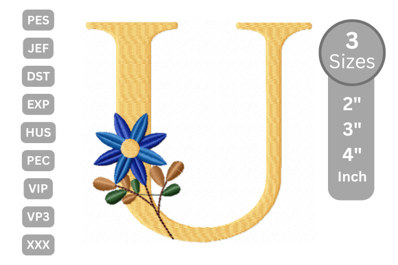 Botanical Flower Letter - U