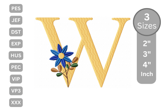 Botanical Flower Letter - W