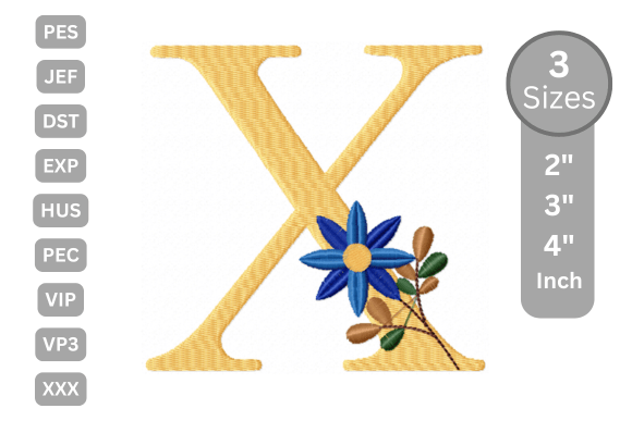 Botanical Flower Letter X