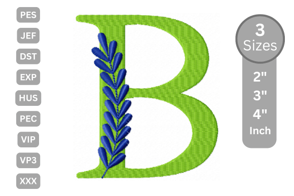 Elegant Floral Alphabet Letter -B