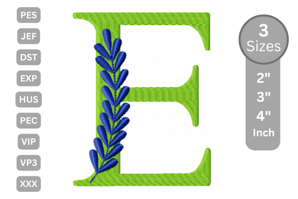 Elegant Floral Alphabet Letter E