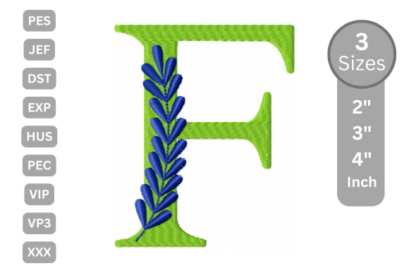Elegant Floral Alphabet Letter-F