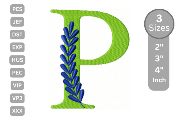 Elegant Floral Alphabet Letter-P