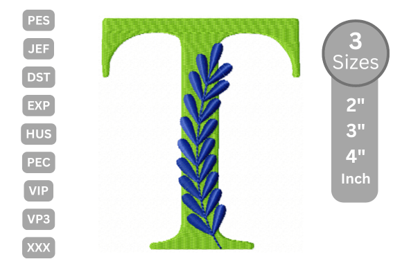 Elegant Floral Alphabet Letter-T