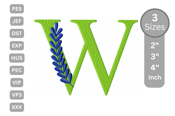Elegant Floral Alphabet Letter-W