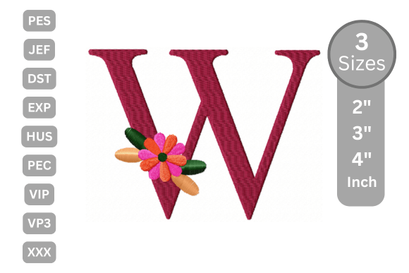Floral Alphabet Letter - W